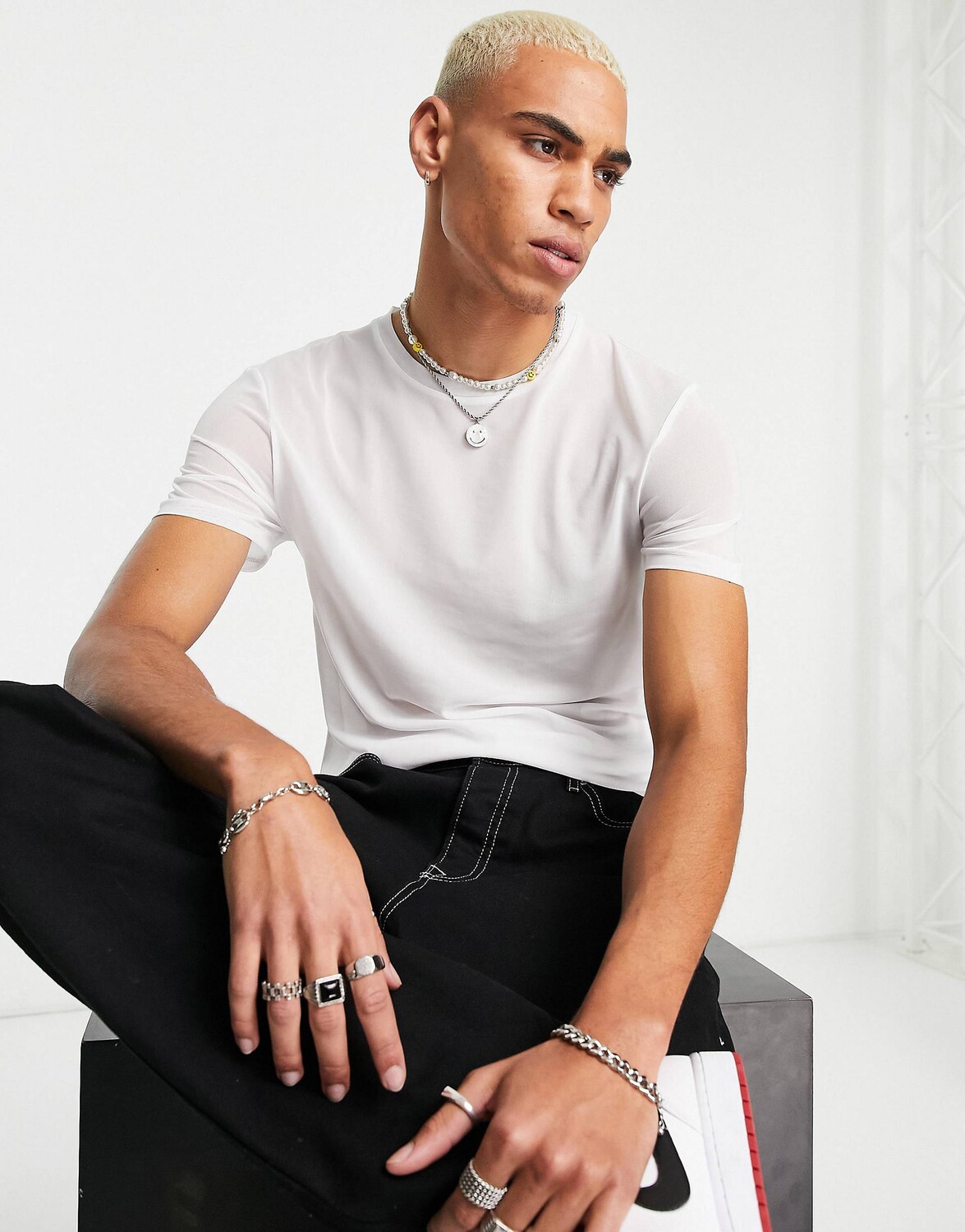 

Белая сетчатая футболка ASOS DESIGN, Белый