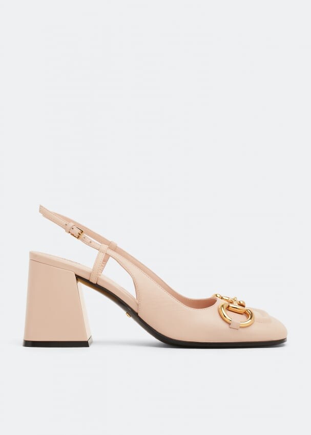 

Туфли GUCCI Horsebit sling-back pumps, розовый