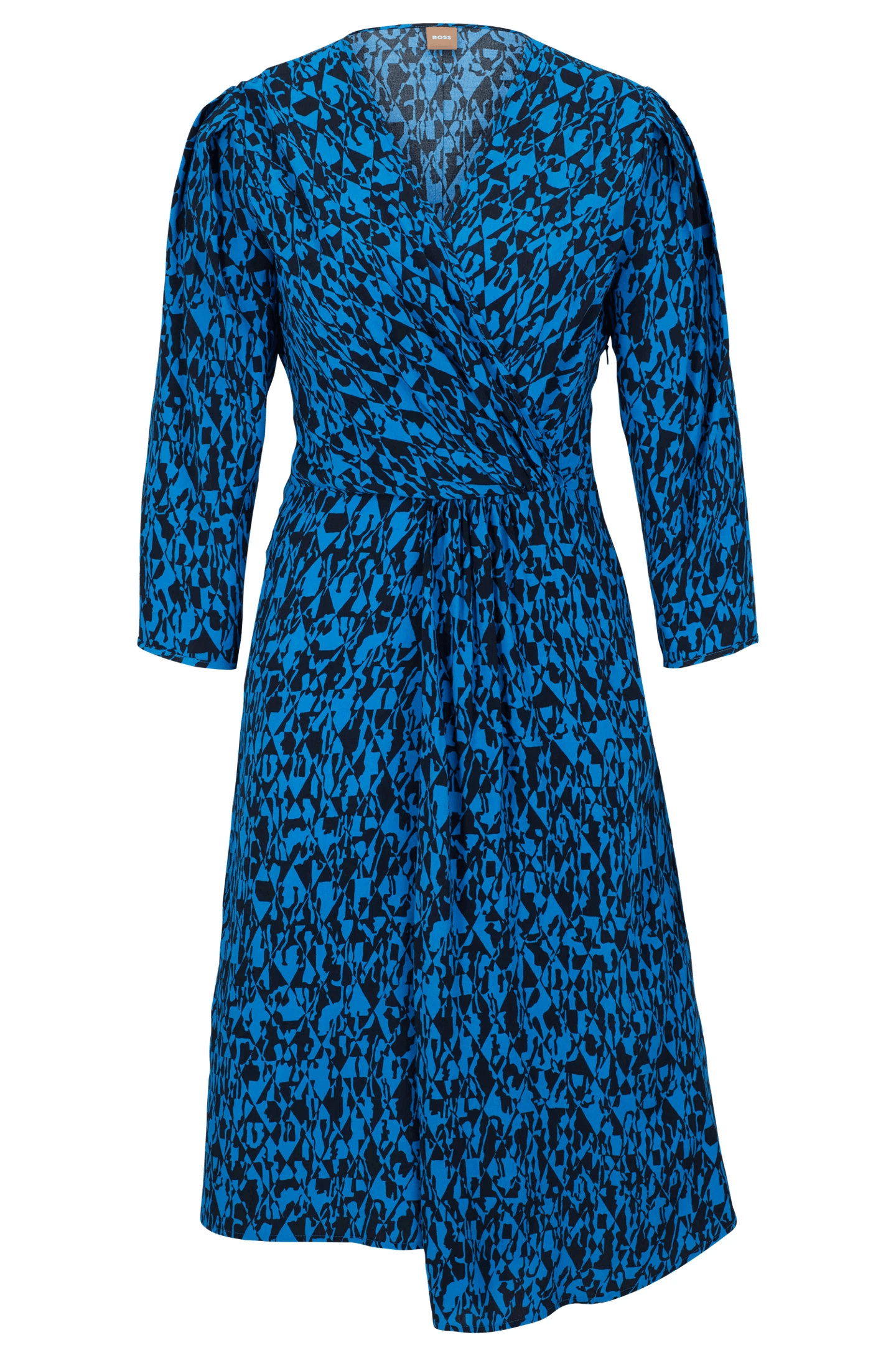 цена Платье Boss Wrap-Front V-Neck With Seasonal Print, синий/черный