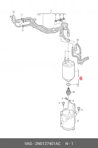 Топливный фильтр FILTER ASSY, FUEL PUMP 2N0127401AC VAG excavator parts oil fuel filter 1r 0751 me014833 lf3349 oil pump filter