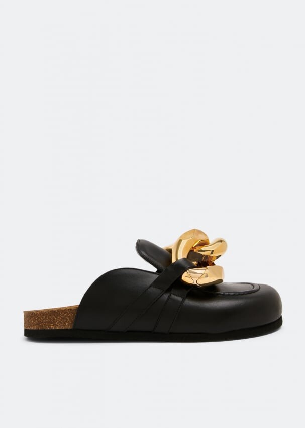 

Мюли JW ANDERSON Leather chain loafer mules, черный