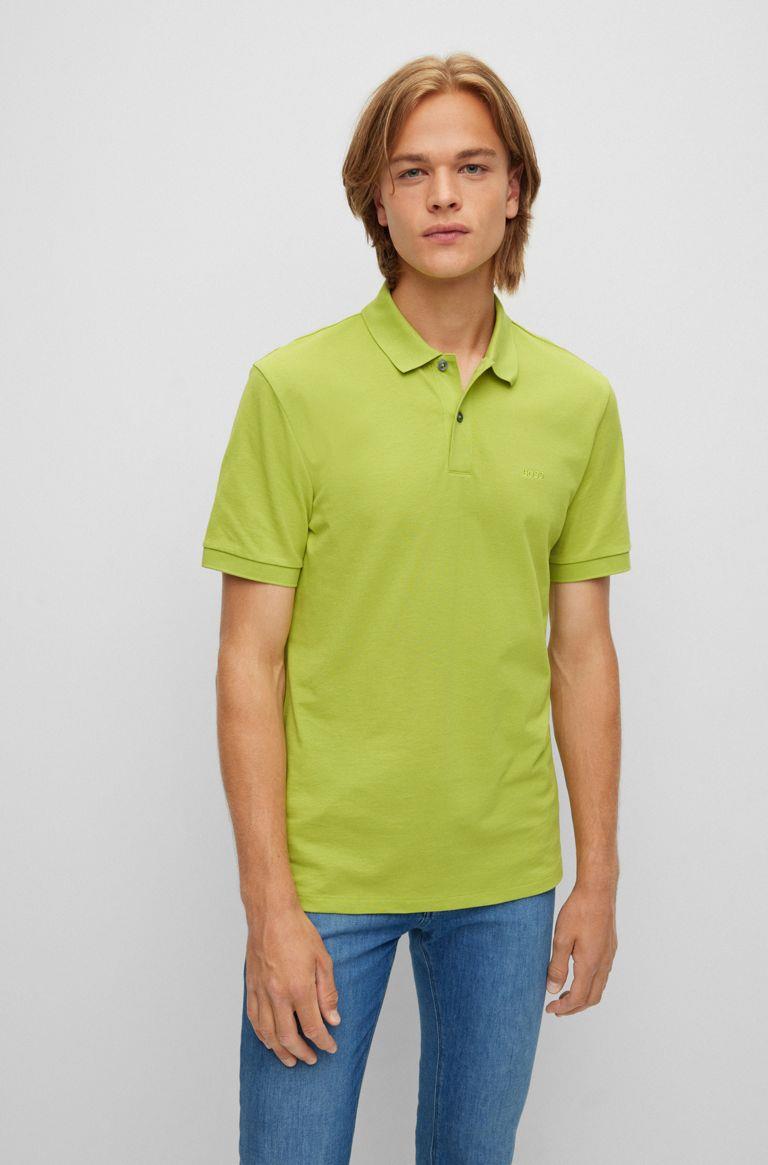 Рубашка поло из органического хлопка с вышитым логотипом BOSS, зеленый рубашка прямого покроя с вышитым логотипом pony player из хлопка s зеленый