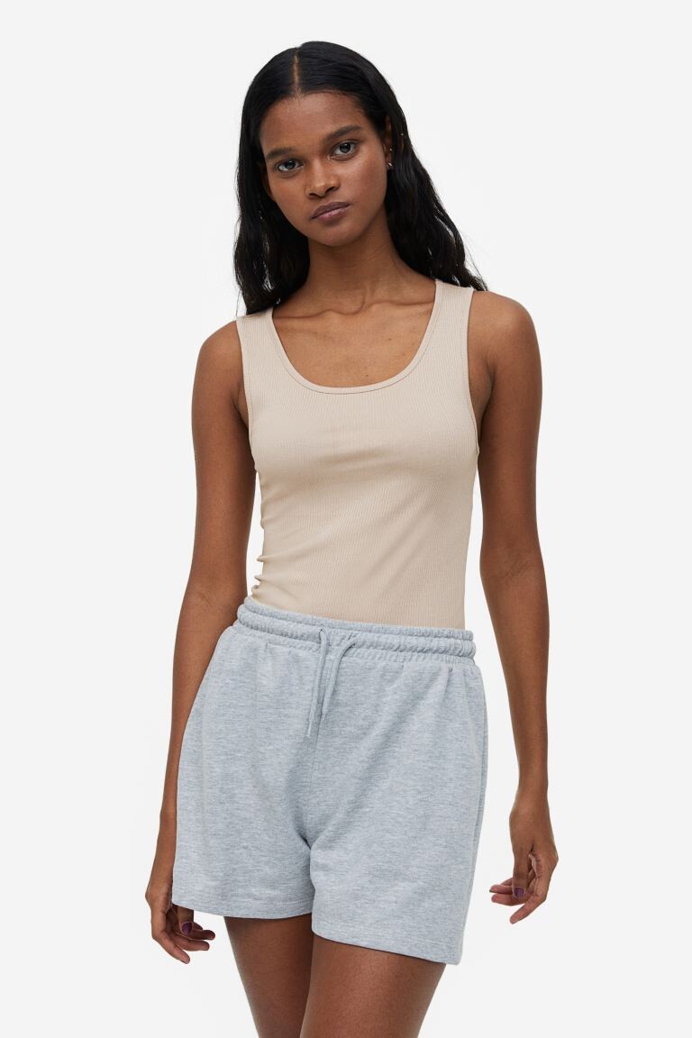 

Хлопковая майка в рубчик H&M, светло-бежевый