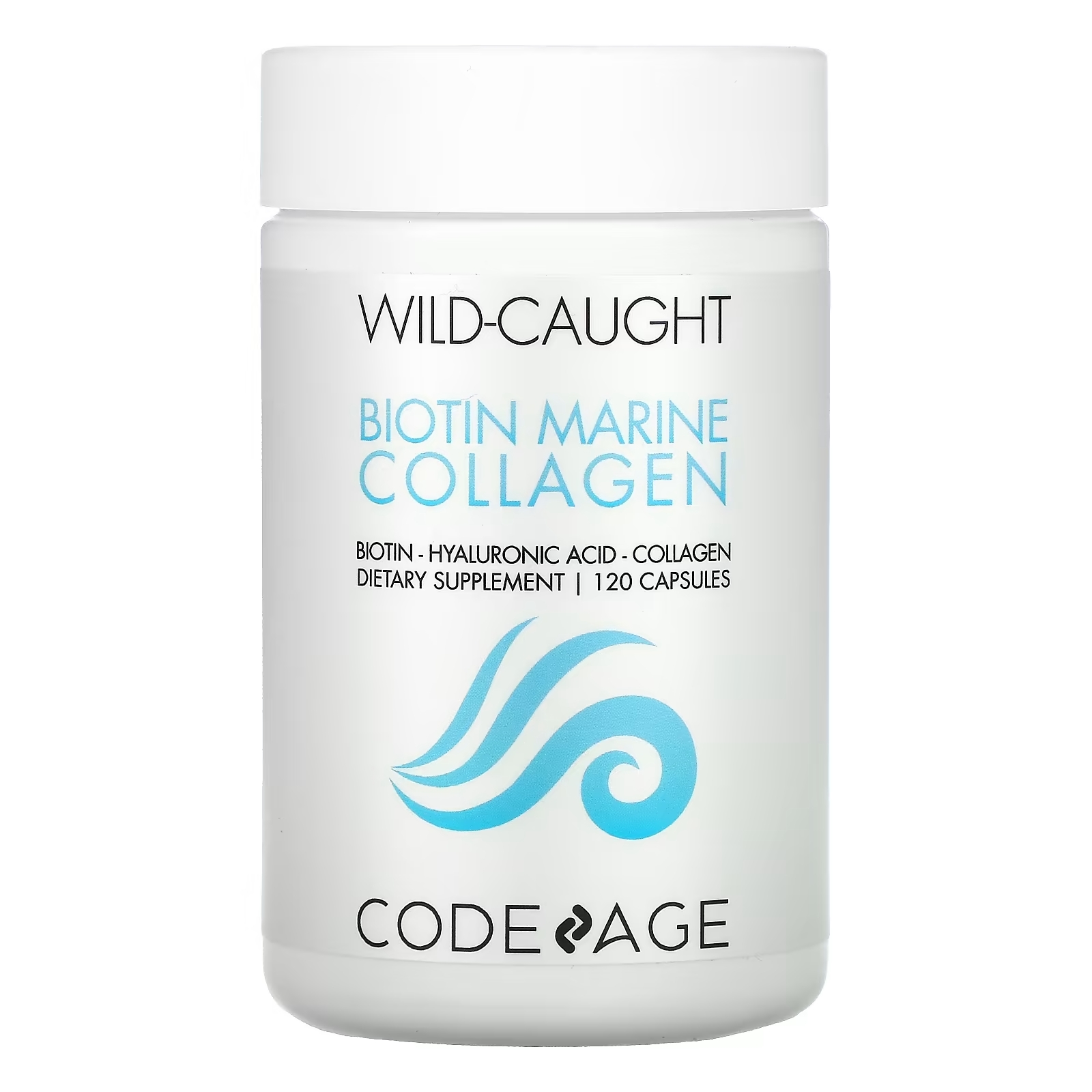 Codeage Wild Caught морской коллаген с биотином гиалуроновая кислота, 120 капсул codeage amen коллаген витамин с гиалуроновая кислота 90 растительных капсул