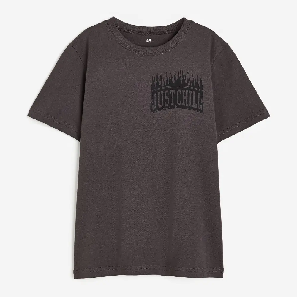 

Футболка H&M Kids Jersey With A Print Just Chill, темно-серый