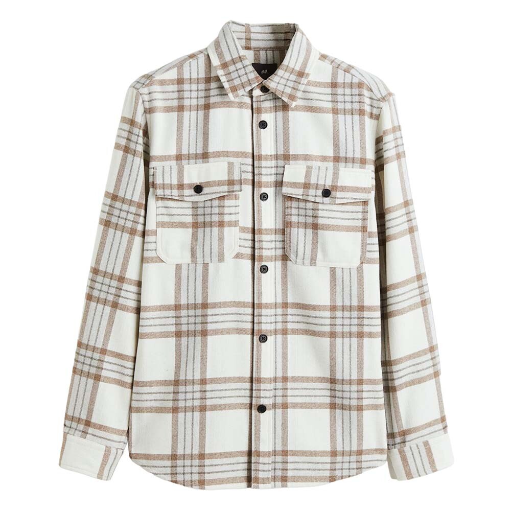 

Рубашка H&M Checked Twill, бежевый/белый