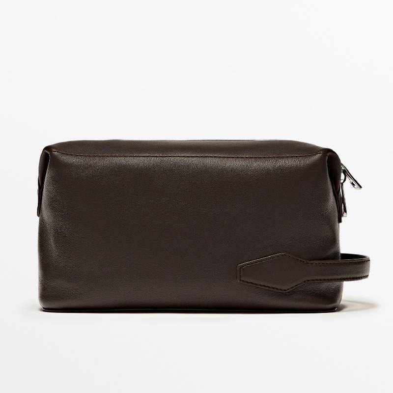 Сумка Massimo Dutti Nappa Leather Toiletry, коричневый кожаная ручка ремешок сумка застежка лобстер сменная сумка на запястье ремешок кошелек для сумки аксессуары