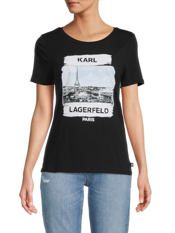 

Футболка Karl Lagerfeld Paris с изображением города, черный