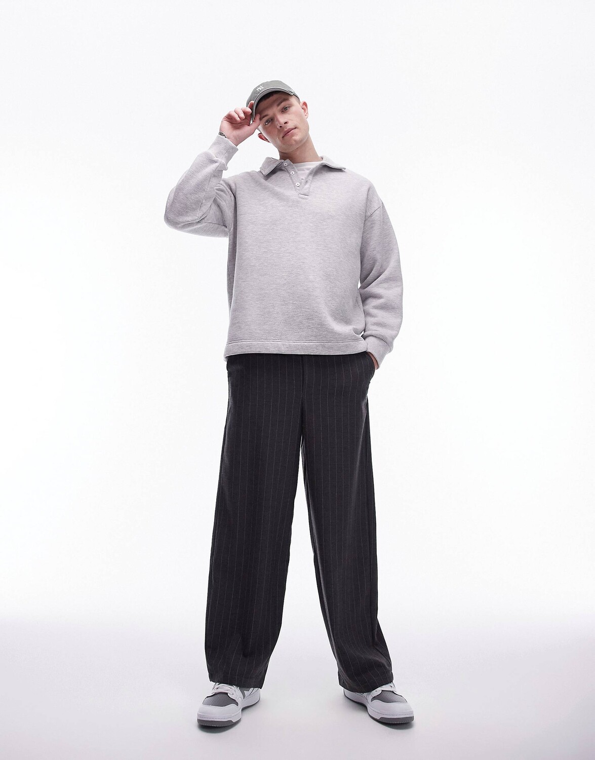 

Брюки Topman Wide Leg Pin Stripe, темно-серый