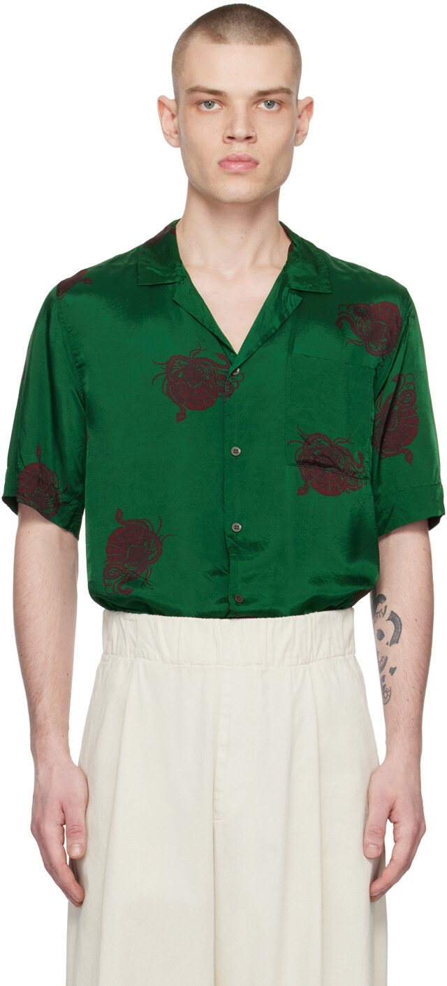 

Зеленая рубашка с принтом Dries Van Noten
