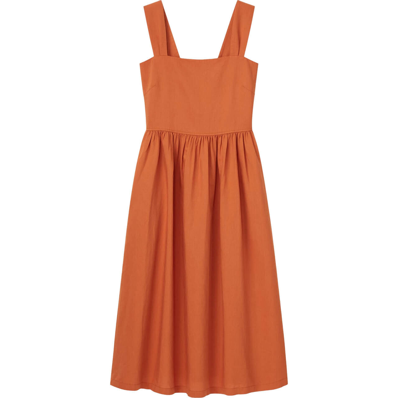 Платье Uniqlo Linen Blend Gathered Sleeveless, оранжевый