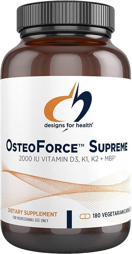 Designs for Health OsteoForce Supreme —малат кальция, магний, хелат цинка, 2000 МЕ витамина D, витамин K, 180 капсул цена и фото