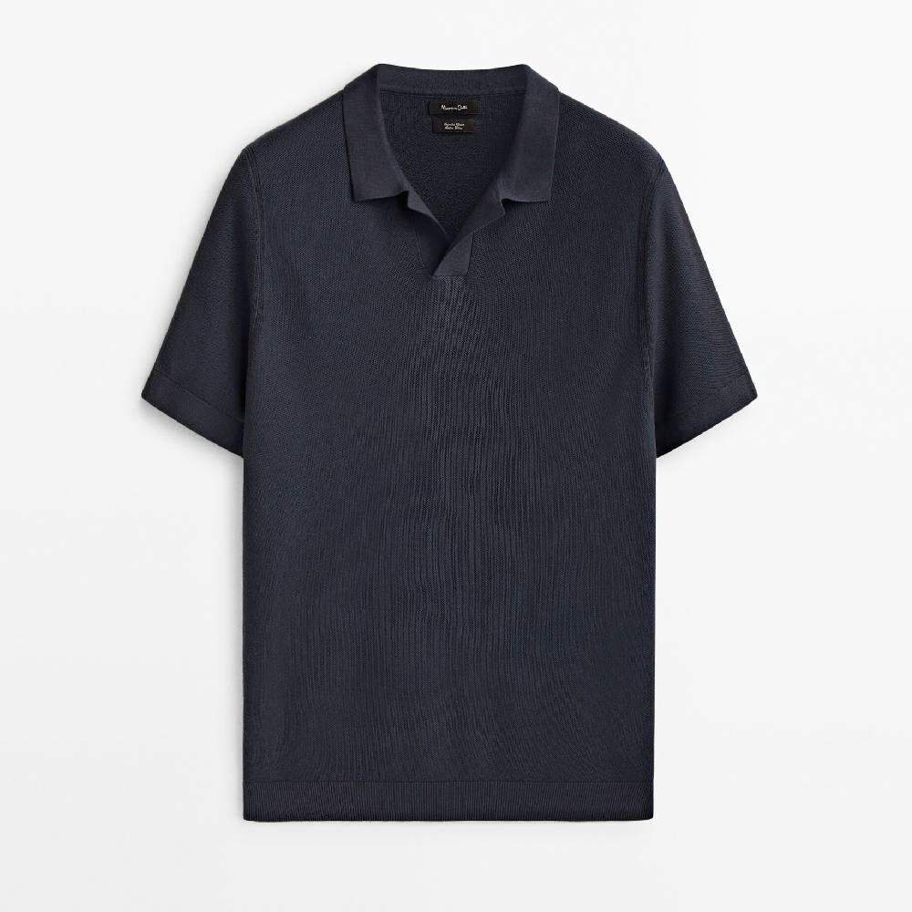 

Поло Massimo Dutti Smocked Cotton, темно-синий