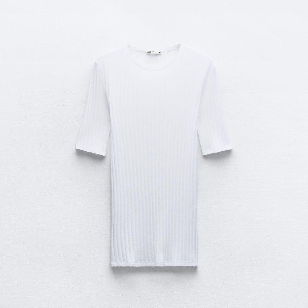 Футболка Zara Delicate Ribbed, белый футболка zara ribbed белый