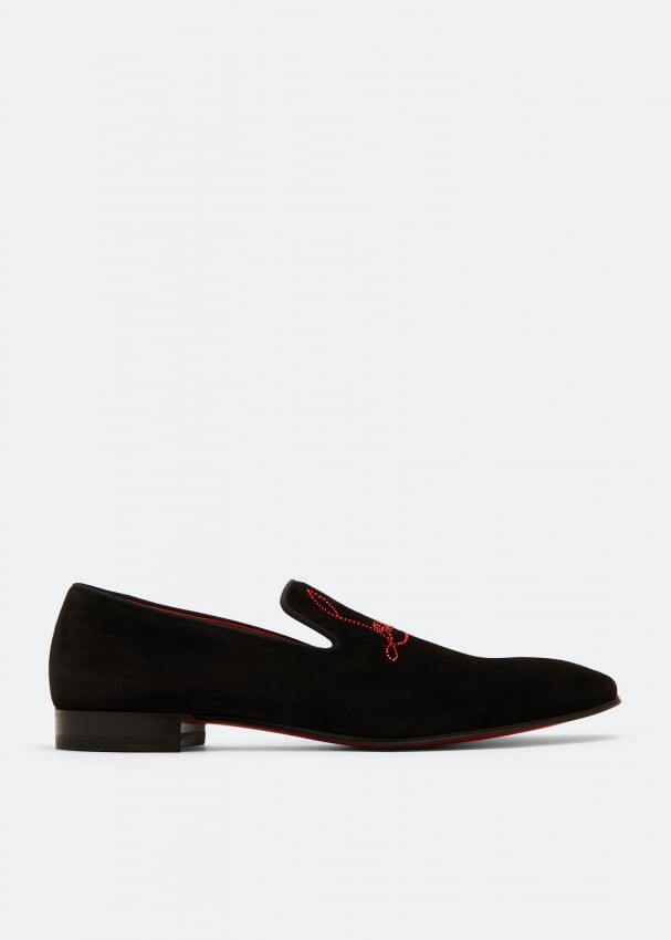 

Лоферы CHRISTIAN LOUBOUTIN Navy Dandelion strass loafers, черный