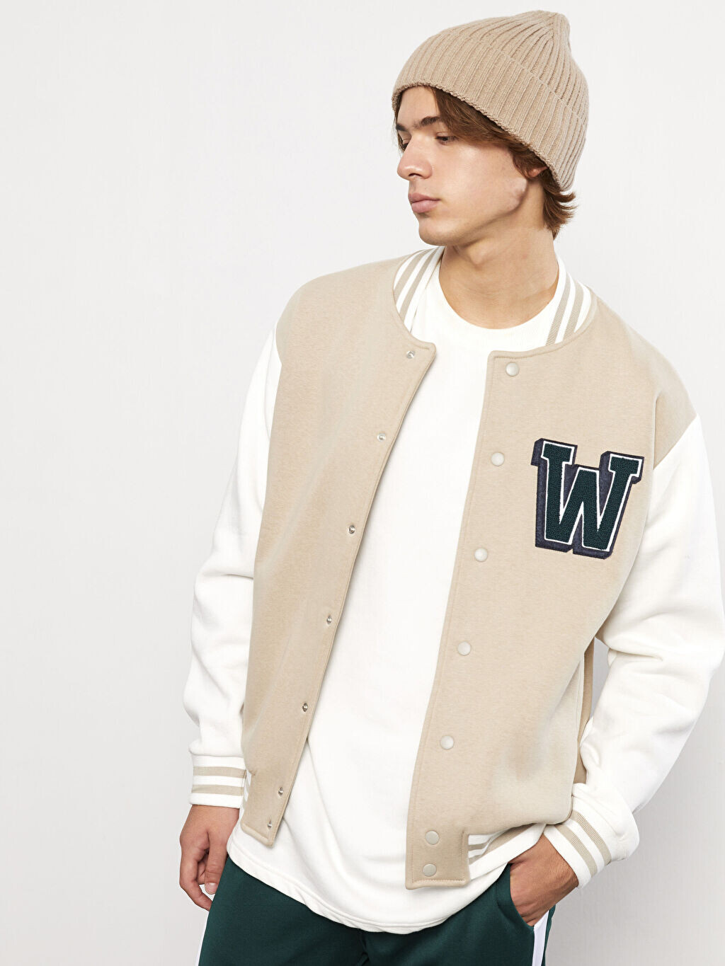 

Мужская куртка для колледжа оверсайз с длинными рукавами LCW Casual, Серый