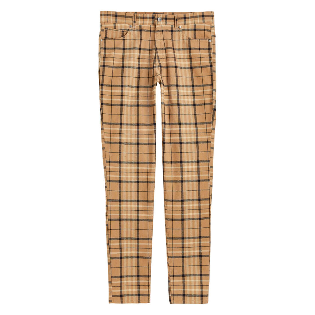 

Брюки H&M Сhecked Skinny Fit Twill, бежевый/коричневый