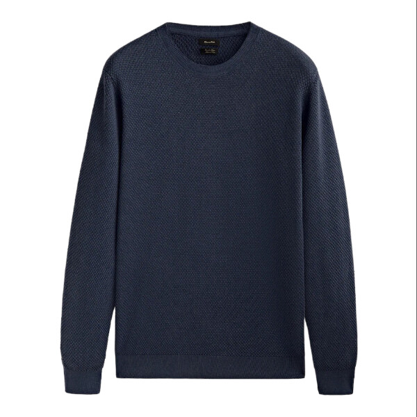

Свитер Massimo Dutti Textured Knit Crew Neck, темно-синий