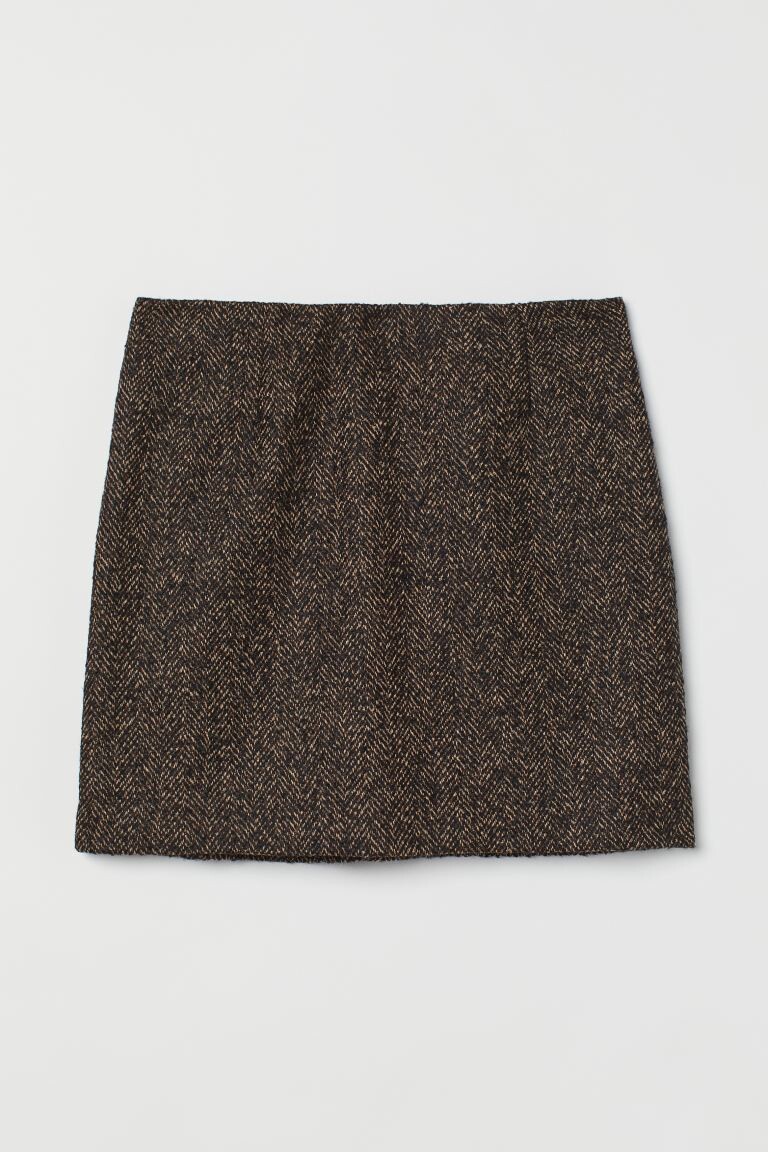 

Юбка из структурированной ткани H&M, коричневый/елочка