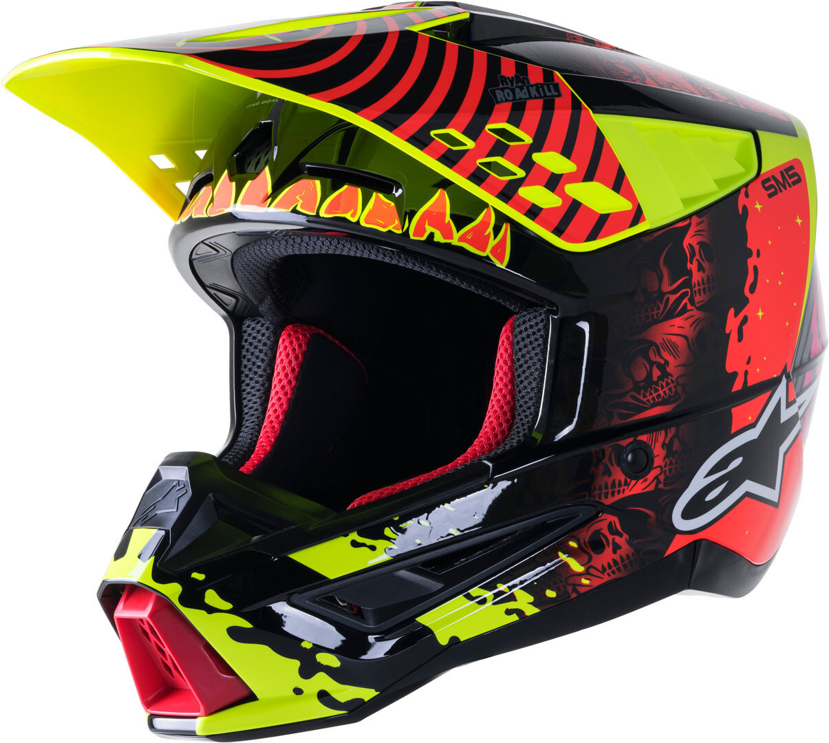 

Шлем для мотокросса Alpinestars S-M5 Solar Flare, черный/красный/желтый