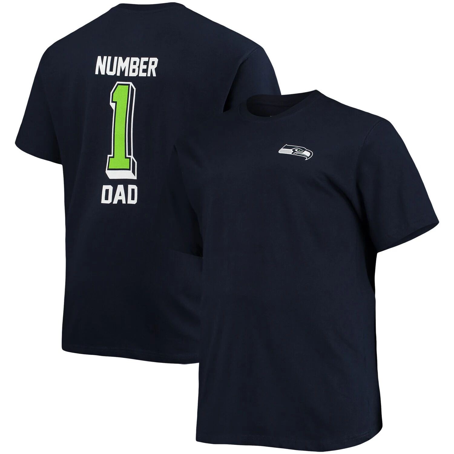 

Мужская темно-синяя футболка с логотипом College Seattle Seahawks Big & Tall #1 Dad 2-Hit Fanatics, Синий