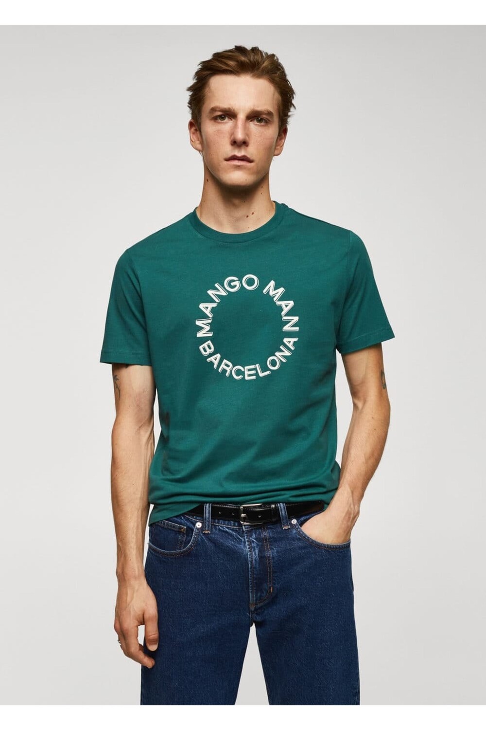 

100% хлопок, футболка с логотипом Mango, зеленый