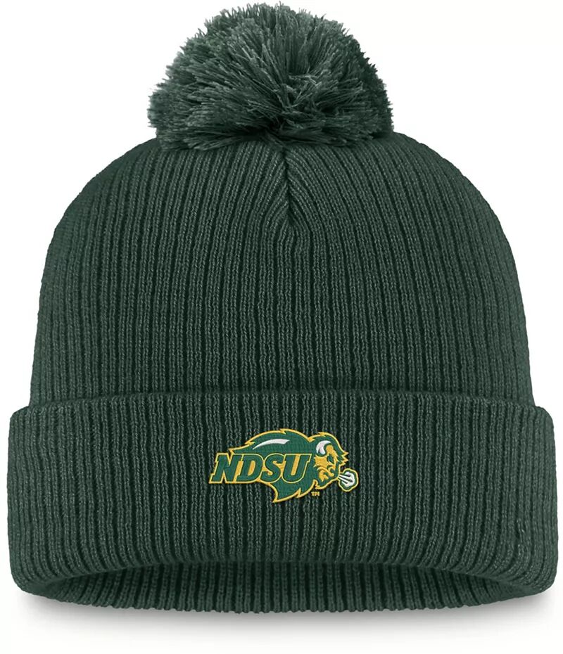 Зеленая вязаная шапка с манжетами и помпонами Top of the World North Dakota State Bison