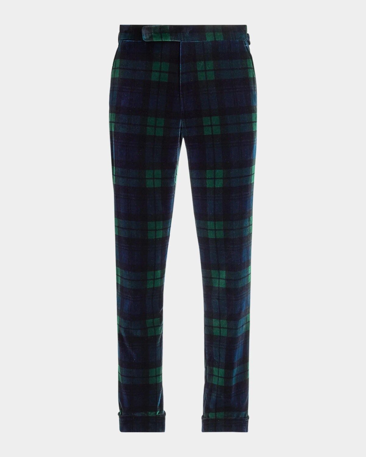 

Мужские бархатные брюки в шотландскую клетку ручной работы Gregory Ralph Lauren Purple Label, цвет Black Multi