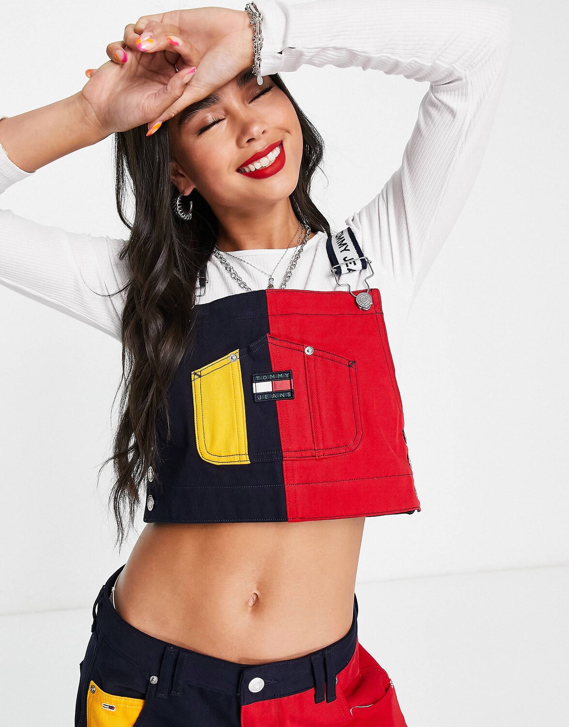 Топ-комбинезон Tommy Jeans x ASOS с логотипом и тесьмой в стиле колор-блок