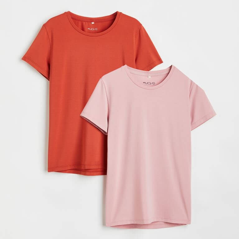 

Комплект из двух тренировочных топов H&M, красный/светло-розовый