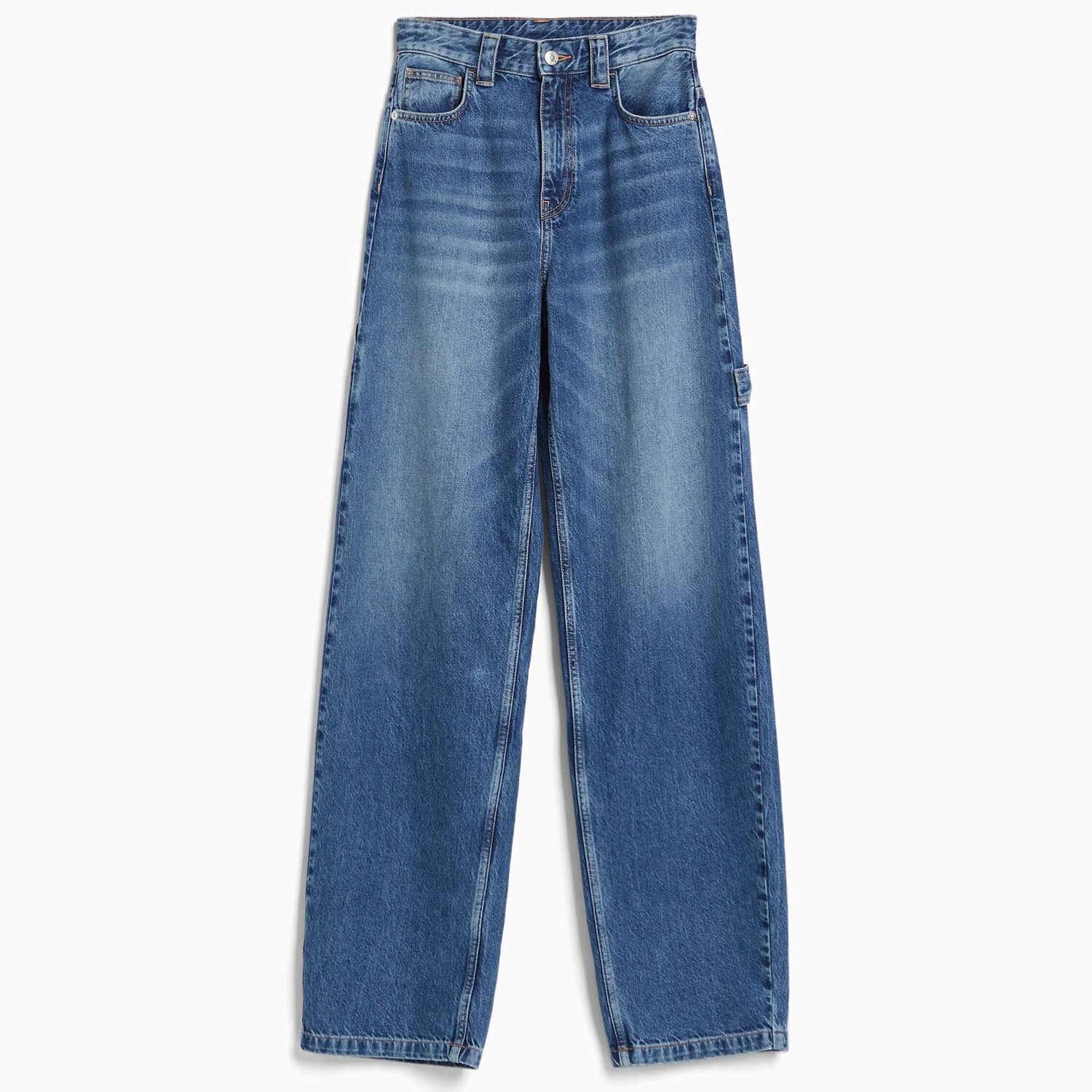 

Джинсы Bershka Wide Balloon Leg Carpenter With Detailing, светло-синий