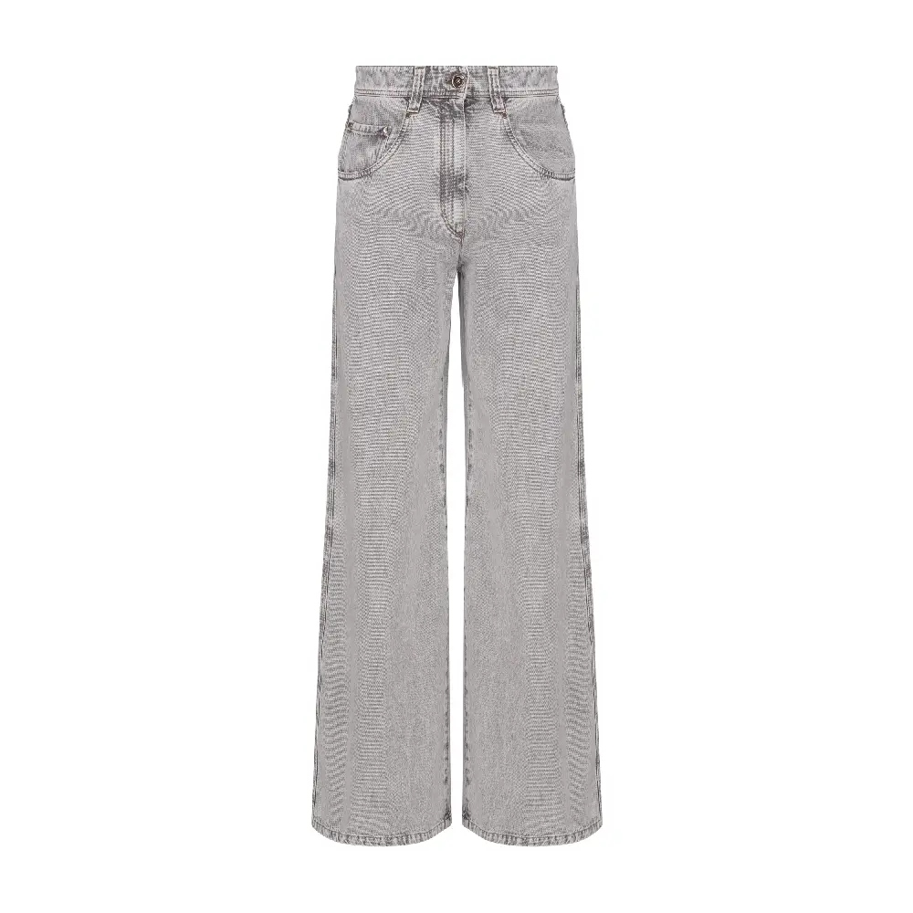 

Широкие джинсы Brunello Cucinelli Logo, серый