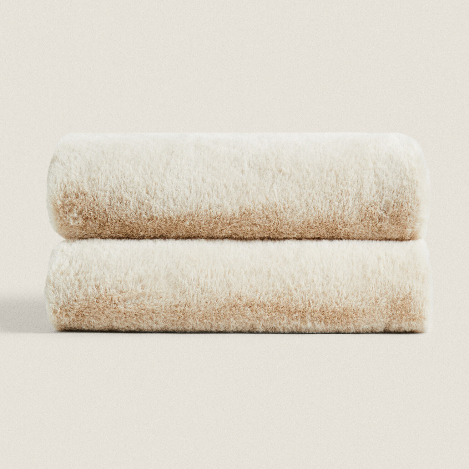 Плед Zara Home Faux Fur, светло-бежевый