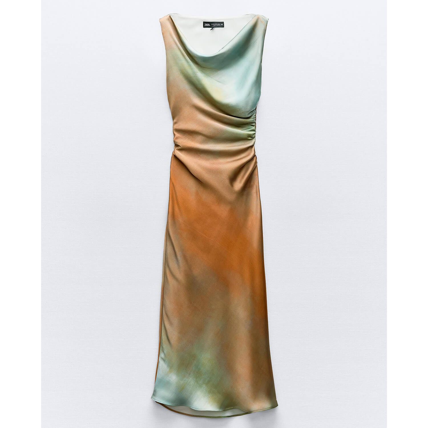 Платье Zara Tie-Dye Print Midi, мультиколор рубашка с принтом tie dye zara мультиколор