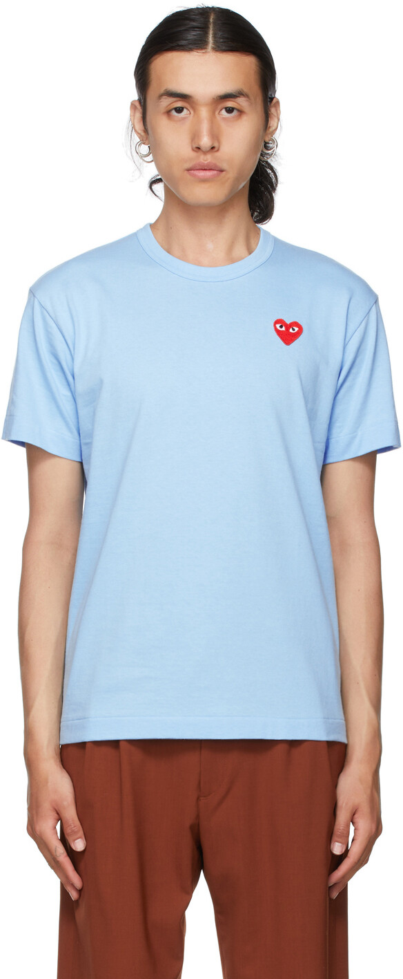 

Синяя футболка с нашивкой в ​​виде сердца Comme des Garçons Play, Синий
