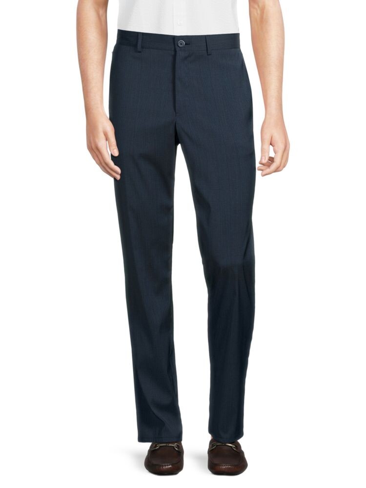 

Брюки из смесовой шерсти в клетку Glen Samuelsohn, темно-синий