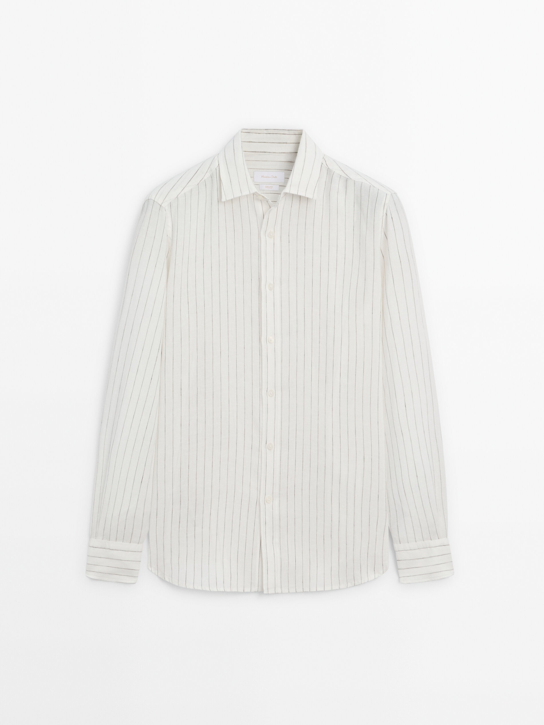 Рубашка Massimo Dutti Regular-Fit Striped 100% Linen, белый рубашка uniqlo 100% linen striped белый синий