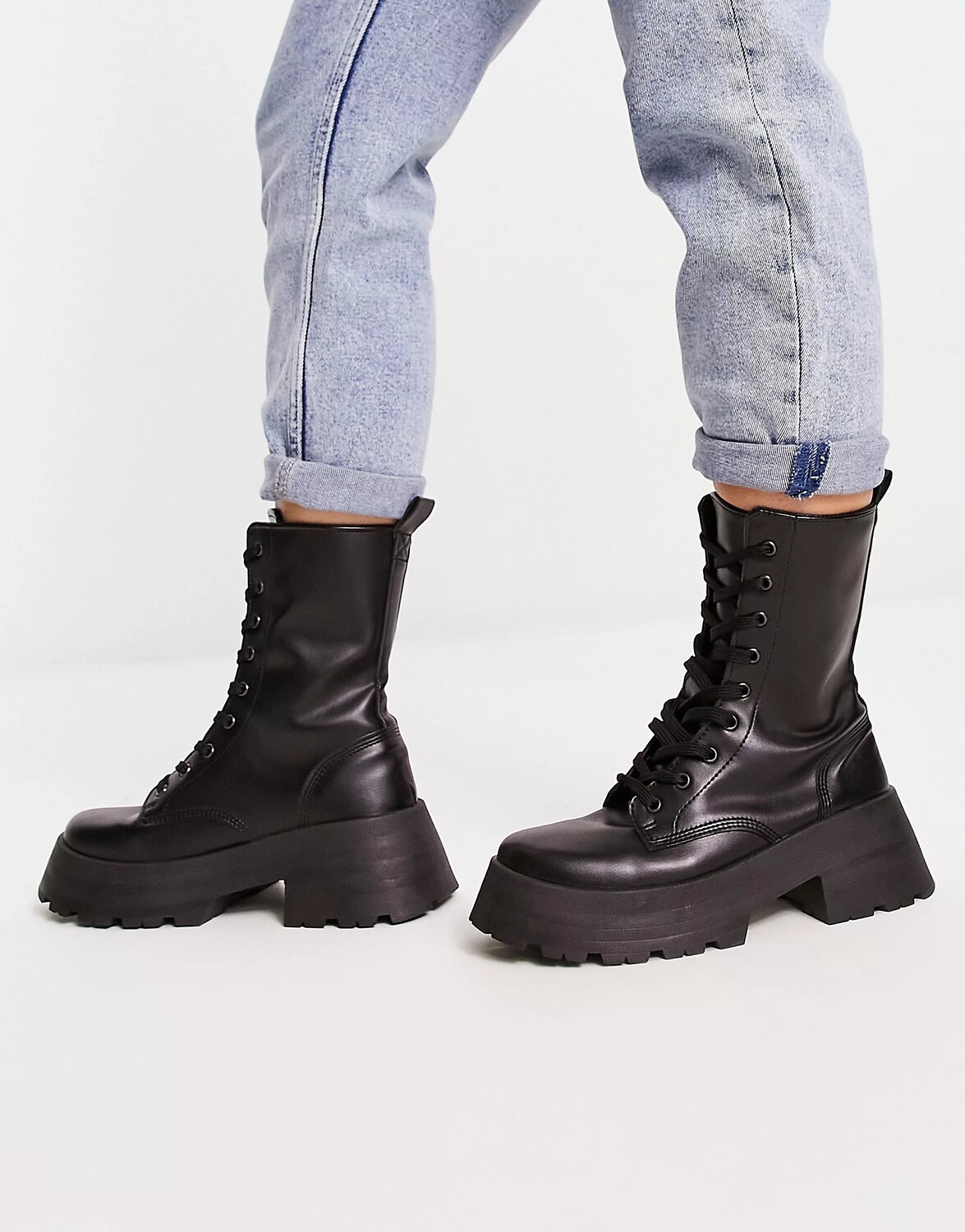 Ботинки Asos Design Wide Fit Albany Chunky Lace Up, черный