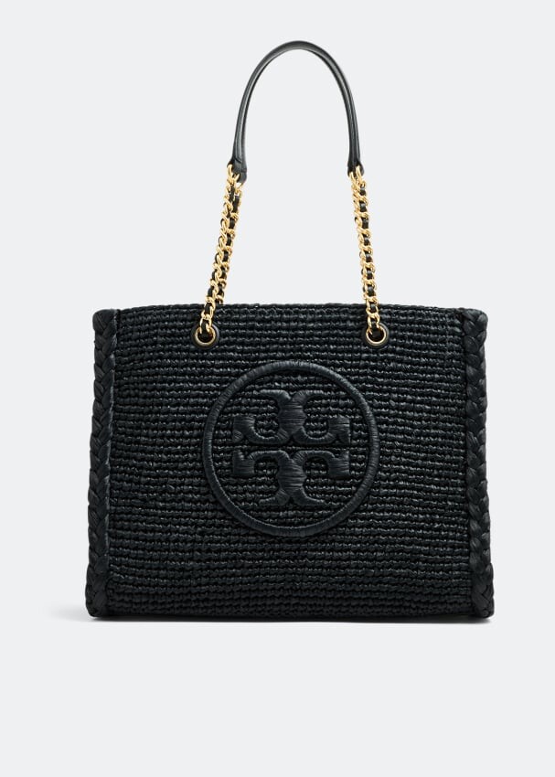 

Сумка-тоут TORY BURCH Ella Raffia Melange small tote bag, черный