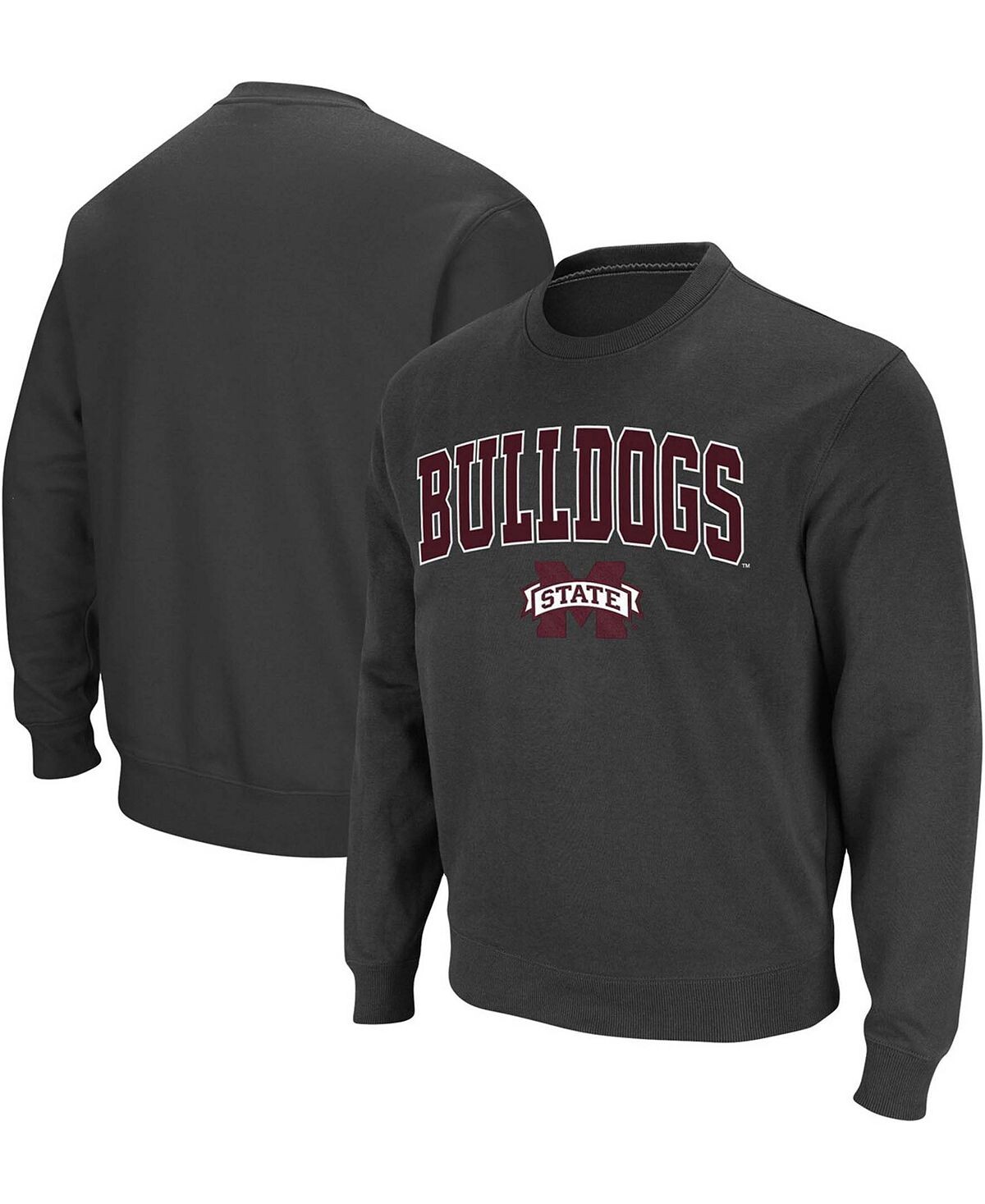 

Мужская темно-серая толстовка из саржевого пуловера с логотипом mississippi state bulldogs arch logo tackle Colosseum, мульти