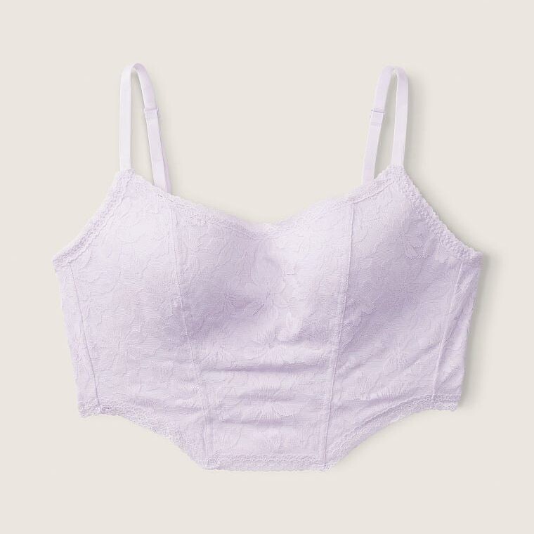 

Кружевной корсетный топ Victoria's Secret Pink Lightly Lined, светло-сиреневый