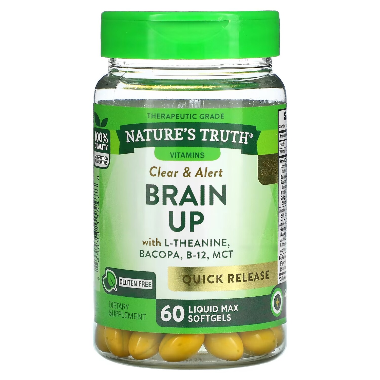 

L-теанин бакопой витамином Nature's Truth Brain Up, 60 мягких таблеток