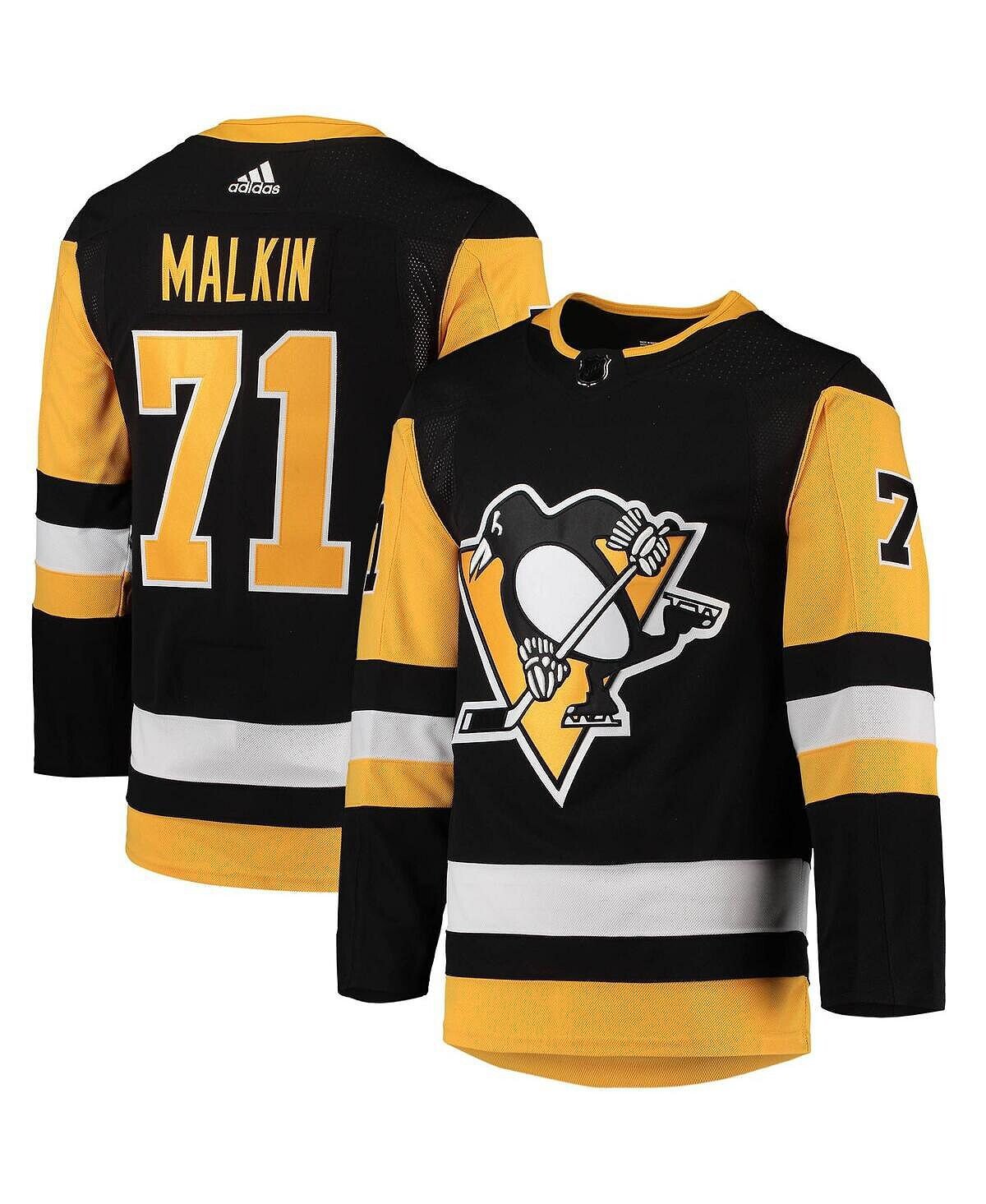 

Мужская футболка evgeni malkin black pittsburgh penguins home primegreen authentic pro player jersey adidas, черный