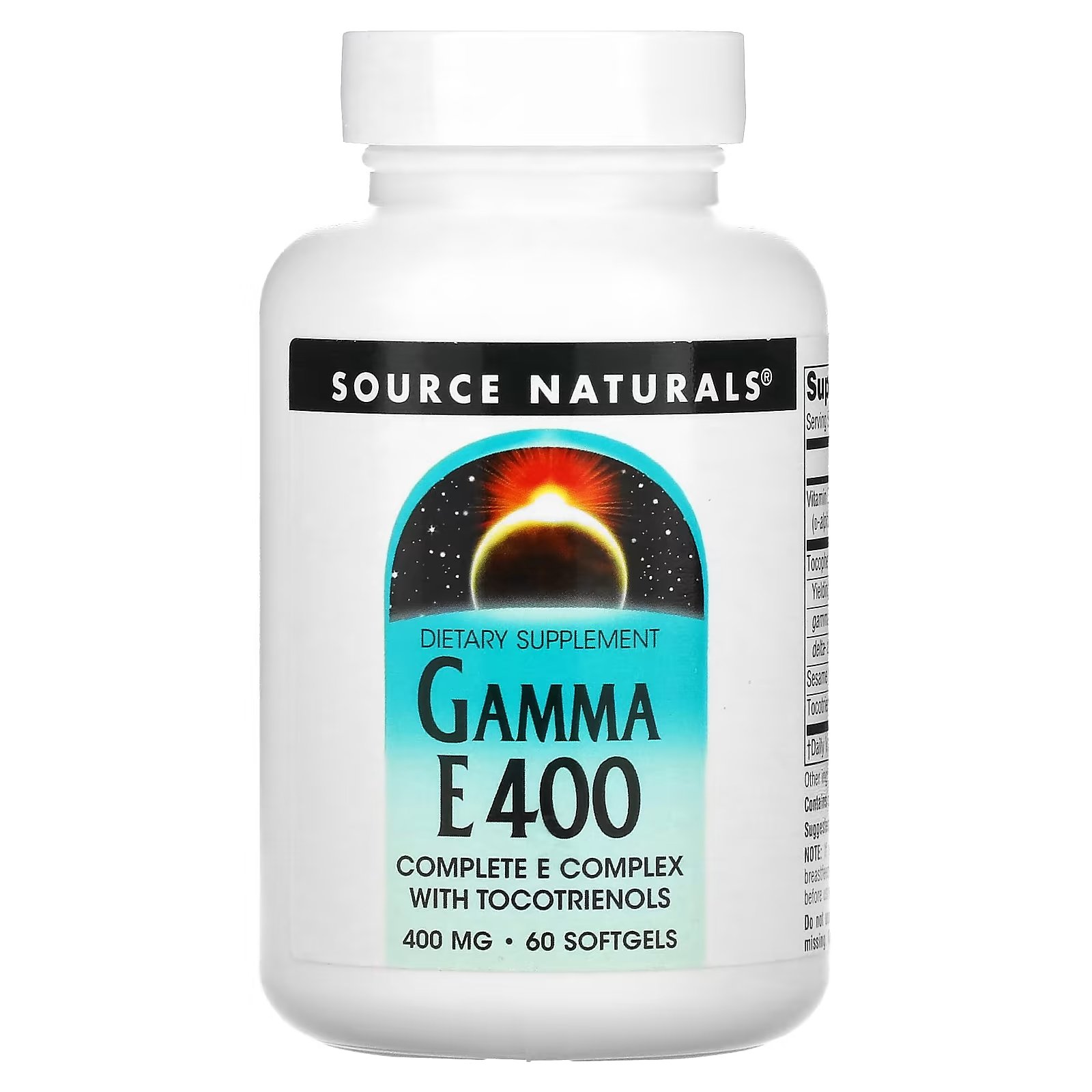 Source Naturals комплекс Gamma E 400 с токотриенолами 400 мг, 60 мягких таблеток - фото