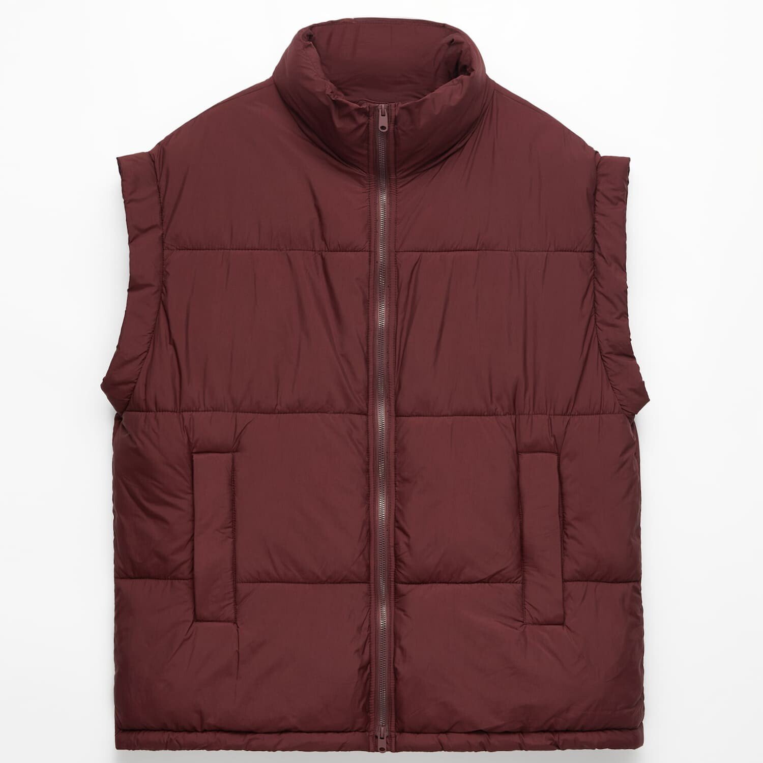 

Жилет Oysho Oversize Primaloft Water-Repellent Padded, темно-бордовый, Красный