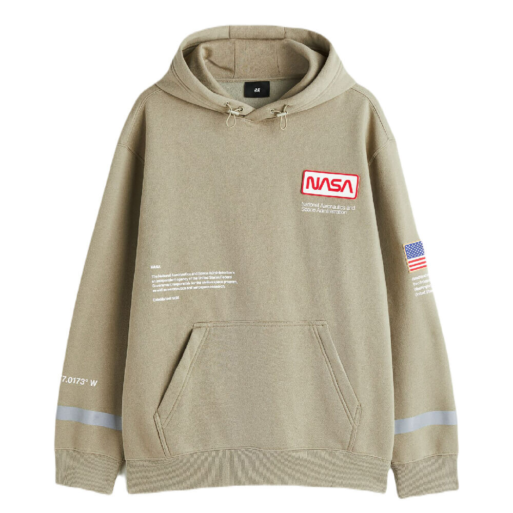 

Худи H&M Nasa Relaxe Fit, зеленый хаки