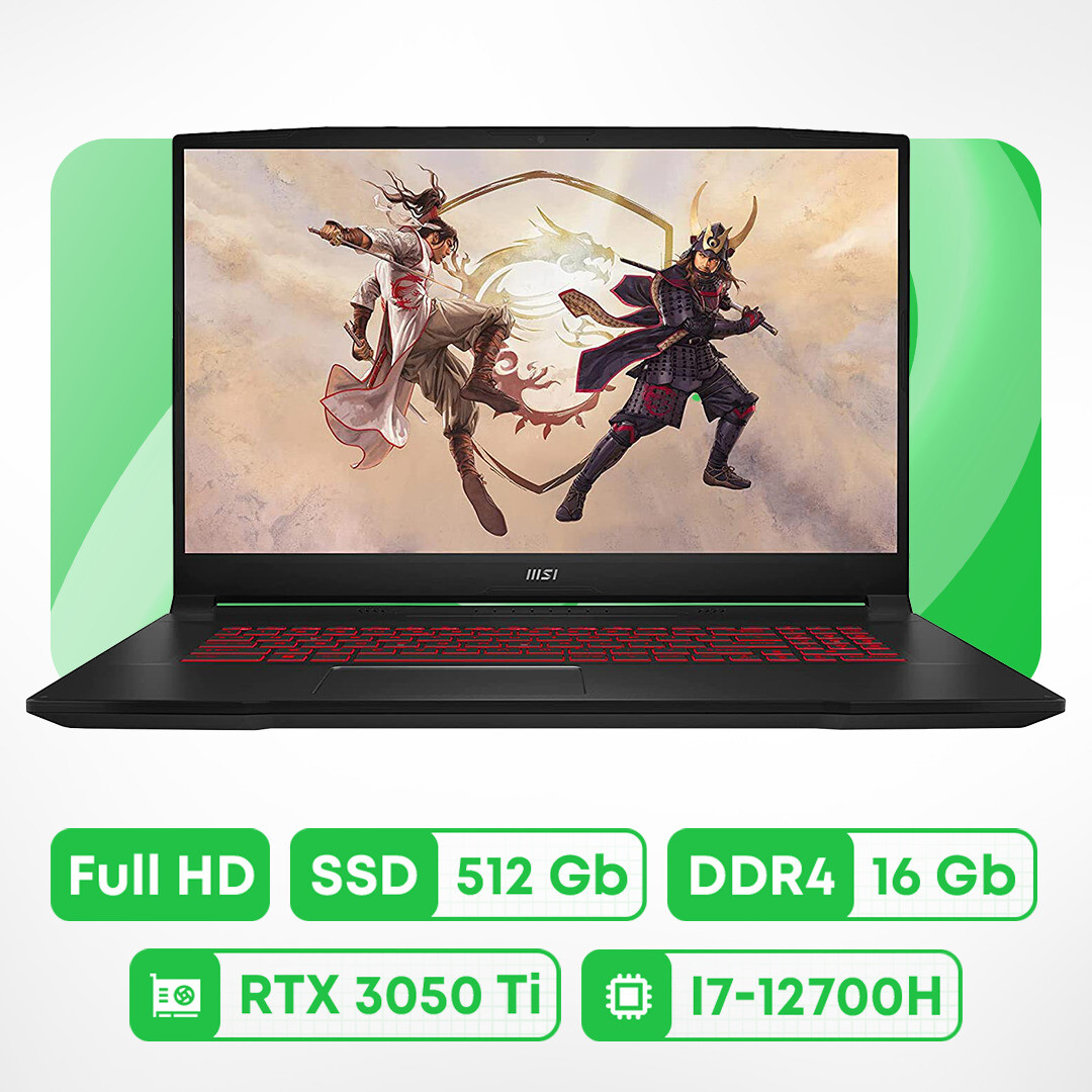 

Игровой ноутбук MSI Katana GF76 12UD 17.3'', 16ГБ/512ГБ, i7-12700H, RTX 3050 Ti, черный, английская клавиатура