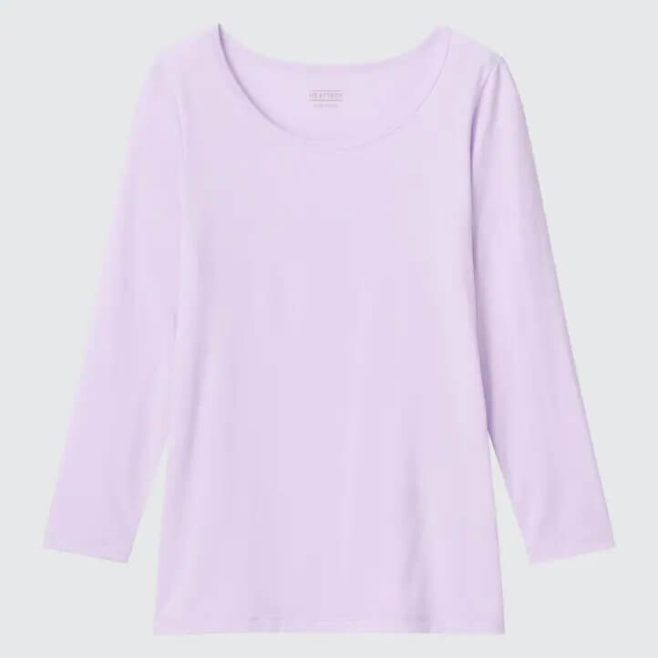 

Футболка детская Uniqlo Heattech Scoop Neck Long Sleeved Thermal, сиреневый