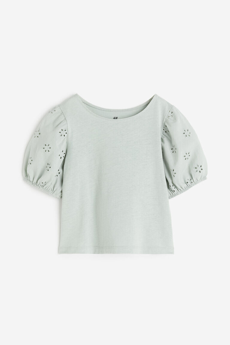 

Топ с пышными рукавами H&M, зеленый