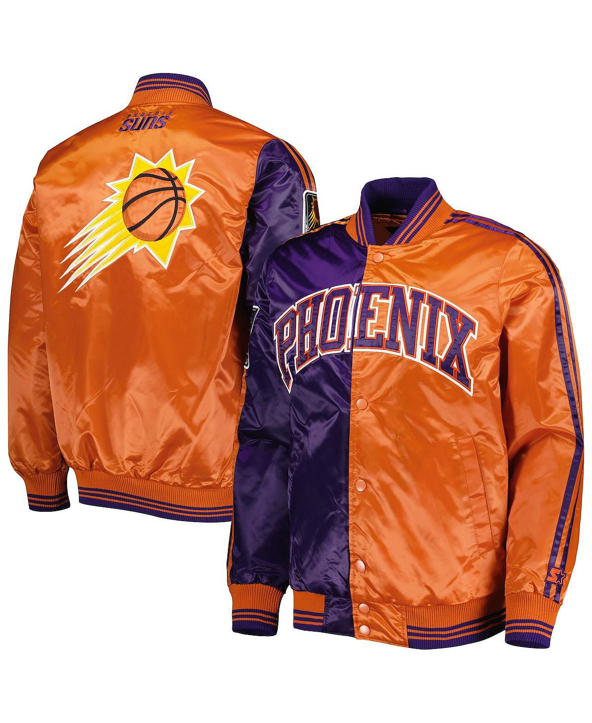 Мужская фиолетово-оранжевая куртка phoenix suns fast break satin full-snap Starter, мульти цена и фото